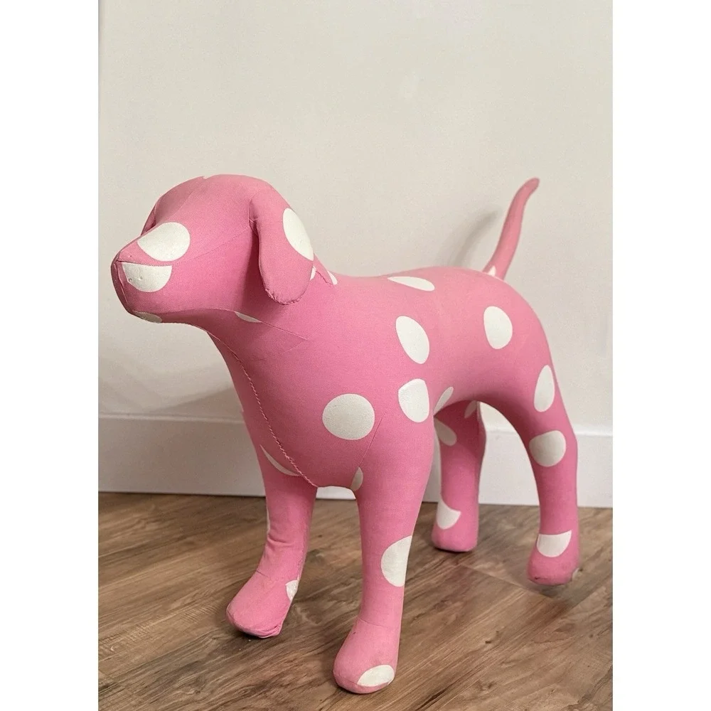 VTG RARE Victoria's Secret Pink XL Display Dog Pink/white Polka Dot 25.5